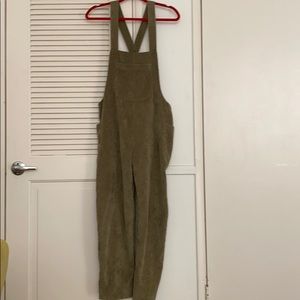 Sage the label olive green corduroy overalls